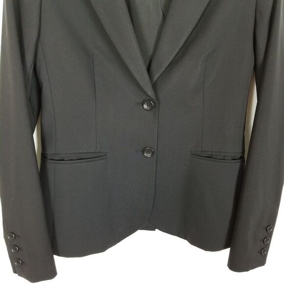 Theory Women stretched Wool Blazer Jacket Size 4 Black Button Up Office Preppy - Picture 3 of 6
